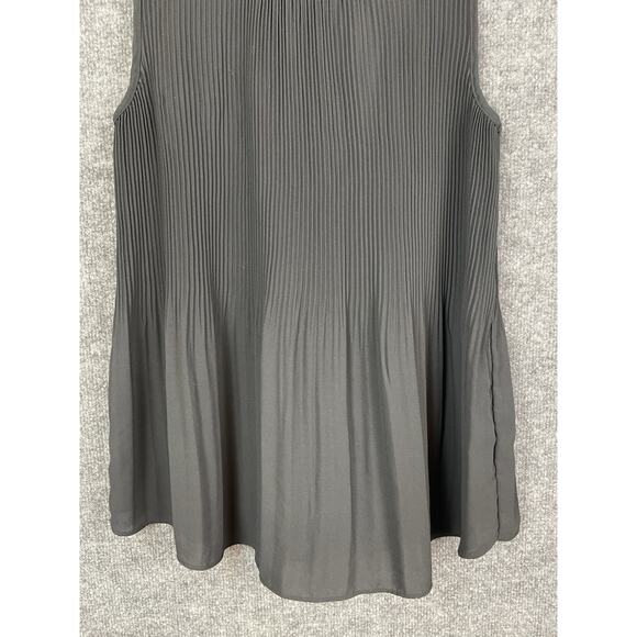 Adrianna Papell Pleated Sleeveless Tank Top in Black Women's Small - Picture 3 of 9